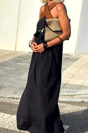 Stylish Crossover Backless Sleeveless Loose Maxi Dress