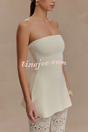 Anette Bandage Knit Strapless Stretch A-line Midi Top