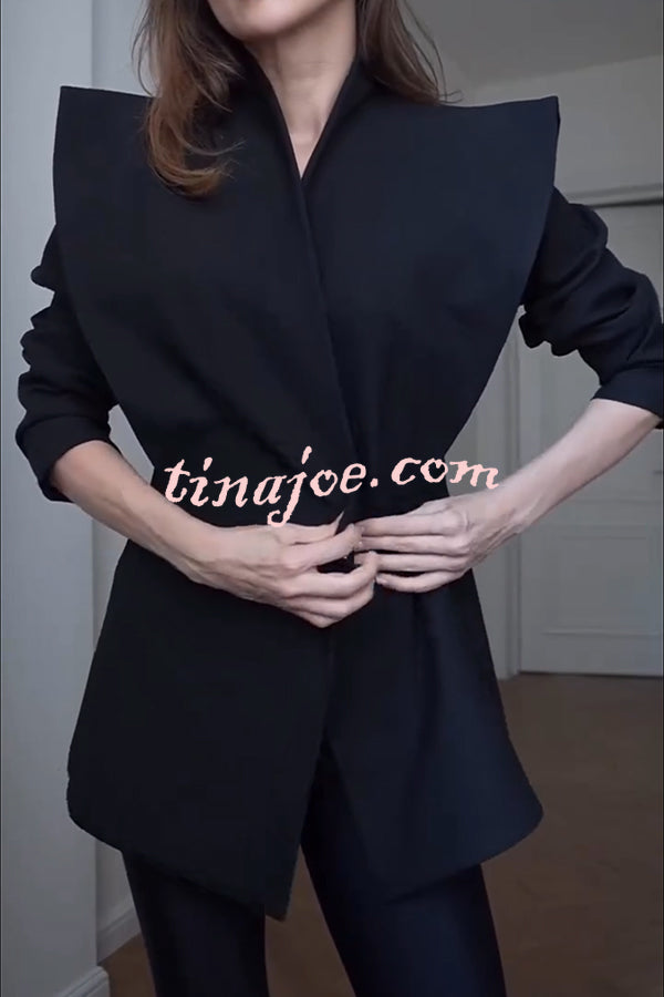 Fashionable Pioneer Stand V-neck Split Sleeve Loose Blazer