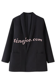 Solid Color Lapel Long Sleeve Casual Pocket Long Blazer