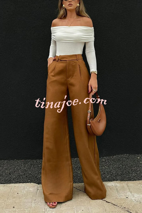 Solid Color Casual Pocket Loose Wide-leg Pants