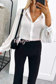 Fashionable Polka Dot Lantern Sleeve Loose Shirt