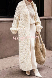 Embrace The Cold Solid Color Long Sleeve Knitted Loose Maxi Cardigan