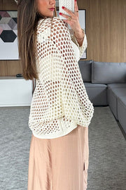 Fashionable Hollow Long Sleeve Holiday Beach Knitted Cardigan