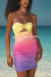 Gradient Sequin Sexy Off-the-shoulder Hollow Slim Mini Dress