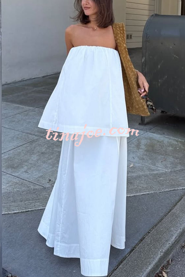 Hali Cotton Blend Elastic Bust Double Layered A-line Maxi Dress