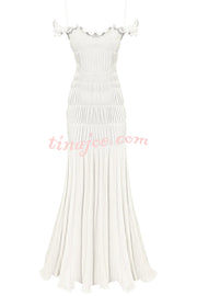 Solid Color Suspender Pleated Holiday Maxi Dress