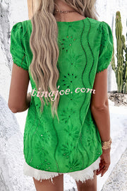 Stunning Cutout Jacquard Short Sleeve Top