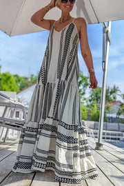 Away on Vacay Ethnic Print A-line Cami Maxi Dress