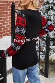 Christmas Print Crew Neck Long Sleeve Sweater