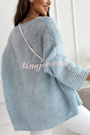 Solid Color Loose V-neck Casual Knitted Sweater