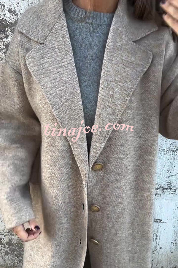 Solid Color Lapel Long Sleeve Loose Casual Jacket