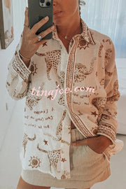 Jungle Leopard Print Loose Long Sleeve Casual Shirt