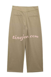 Classic Charm Mid-rise Pocketed Loose Cropped Pants