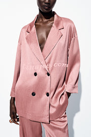 Fashionable Wrinkled Lapel Long-sleeved Loose Blazer
