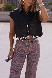 Fashion Faux Leather Pocket Sleeveless Cropped Jacket