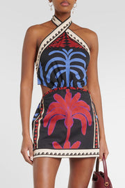 Unique Printed Sexy Halterneck Resort Beach Mini Dress