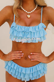 Sweet Summer Mood Tiered Ruffle Design Stretch Bikini Swimsuit