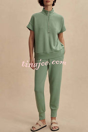 Sheridan Half-Zip Neck Short Sleeve Sweatshirt and Elastic Waist Pocket Jogger Set