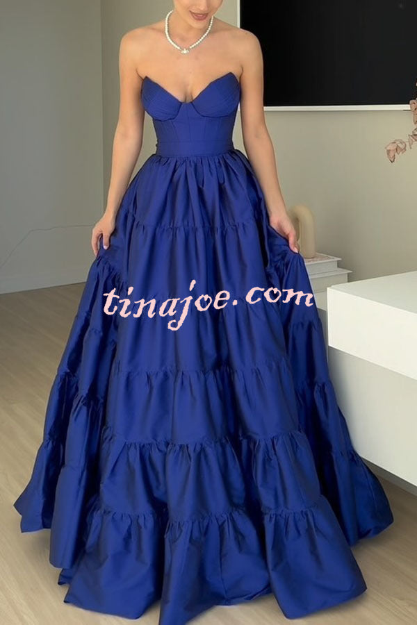 Only Princess Off Shoulder Layered Hem Prom Maxi Dress