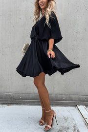 Tell You Something Batwing Sleeve Satin Dress