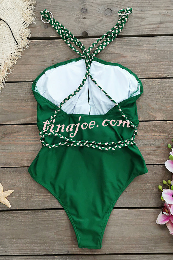 Sexy V-neck Cross-tie Elastic One-piece Swimsuit