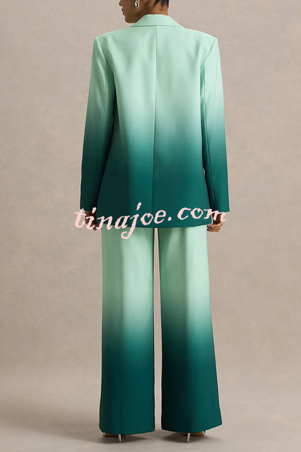 Enya Ombre Print Elastic Waist Pocketed Wide Leg Pants