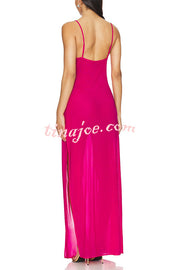 Mermaid Chiffon Starfish Sequin Asymmetric Neck Slit Maxi Dress