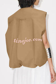 Fashion Zipper Sleeveless Pocket Loose Vest Jacket