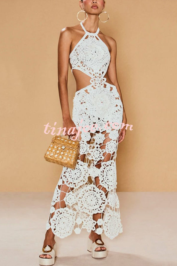 Sexy Halterneck Strapless Backless Knitted Holiday Maxi Dress