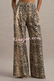 Hurley Ombre Snake Print Elastic Waist Pocketed Wide Leg Pants