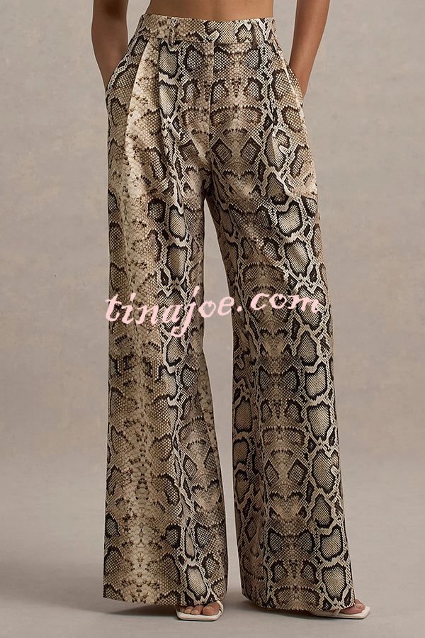 Hurley Ombre Snake Print Elastic Waist Pocketed Wide Leg Pants