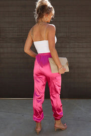 Something Great Satin Pocketed Elastic Waist Cargo Pants