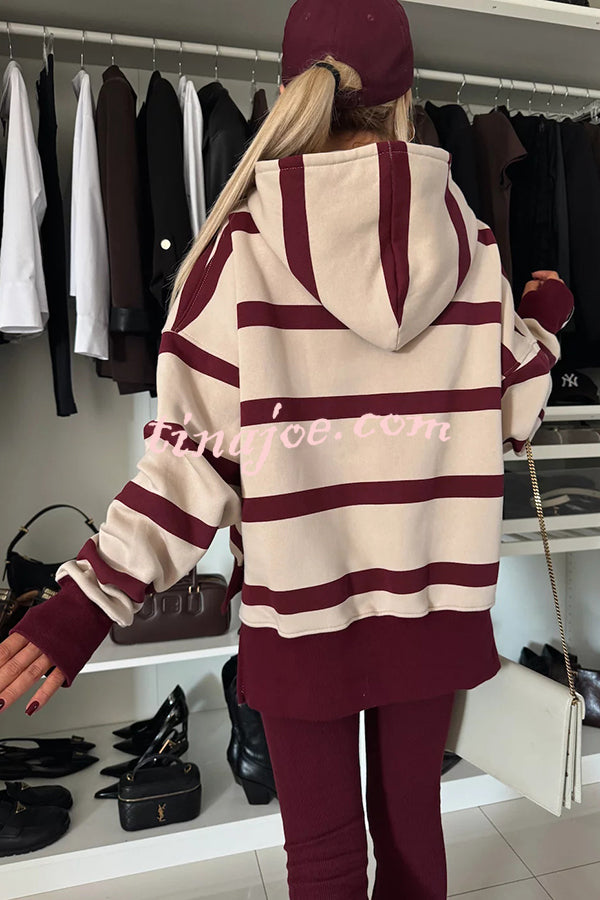 Fashion Loose Casual Hooded Long Sleeve Sweatshirt and Elastic Waist Leggings Set