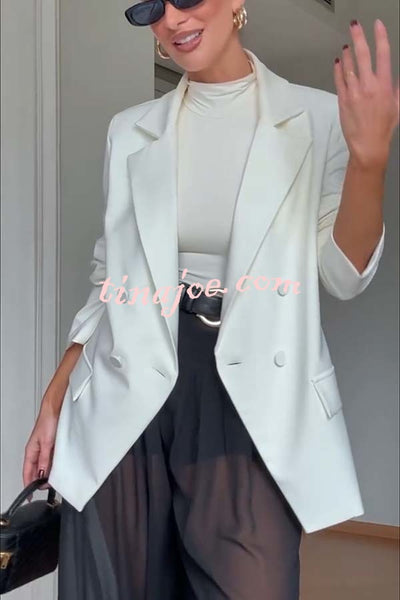 Autumn Avenue Double-breasted Long Sleeve Lapel Loose Blazer
