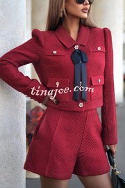 Sweet Dreams Tweed High Rise Pocket Wide Leg Mini Shorts
