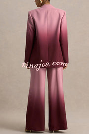 Enya Ombre Print Elastic Waist Pocketed Wide Leg Pants