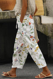 Casual Unique Printed Button Pocket Pants