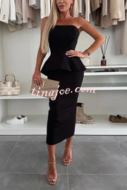 Sexy Tube Backless Lace-up Top and Slim Slit Midi Skirt Set