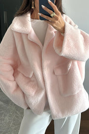 Fashion Lapel Long Sleeve Loose Furry Coat