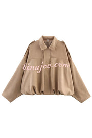 Fashion Lapel Long-sleeved Casual Bomber Jacket