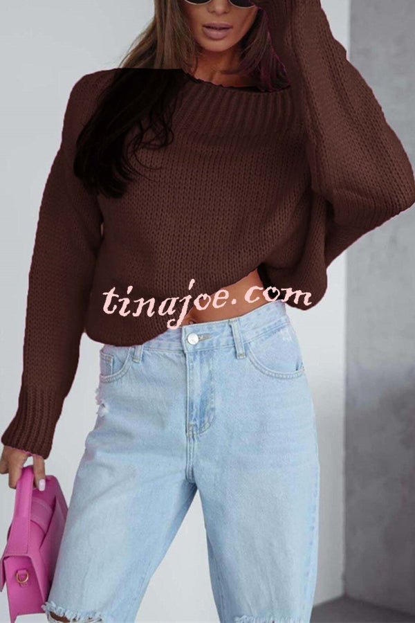 Solid Color Long-sleeved Round Neck Loose Knitted Sweater