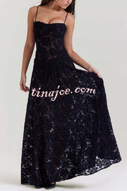 Fashion Sexy Suspenders See-through Holiday Slim Maxi Dress