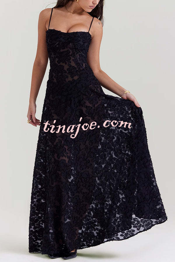 Fashion Sexy Suspenders See-through Holiday Slim Maxi Dress