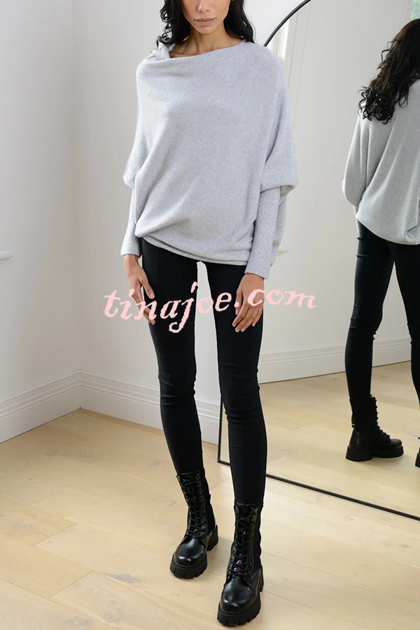 Solid Color Round Neck Long Sleeve Loose Knitted Sweater