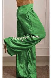 Fashionable Hot Stamping High Waist Casual Wide Leg Pants