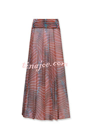 Bella Stretch Mesh Unique Print Bodysuit and High Rise Elastic Waist Maxi Skirt Set