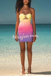 Gradient Sequin Sexy Off-the-shoulder Hollow Slim Mini Dress