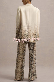 Hurley Ombre Snake Print Single Button Long Sleeve Lapel Loose Blazer