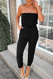 Strapless Pocket Cotton-blend Jumpsuit